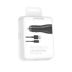 Samsung EP-LN915UBEGWW - Cargador de Coche Completo - Adaptador de Carga Rápida 15W y Cable Micro USB - Negro (Embalaje Original