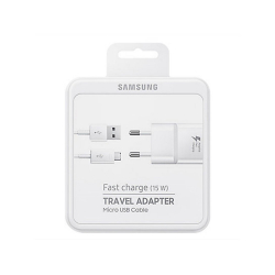 Samsung EP-TA20EWEUGWW - Complete Mains Charger - 2A Fast Charge Adapter & Micro USB Cable - White (Original Packaging)