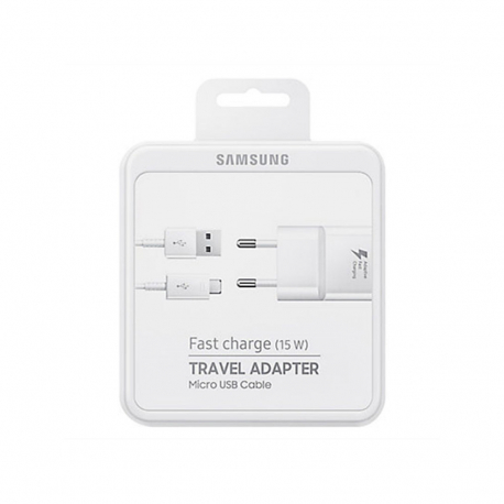 Samsung EP-TA20EWEUGWW - Cargador de Red Completo, Adaptador de Carga Rápida 2A y Cable Micro USB - Blanco (Embalaje Original)