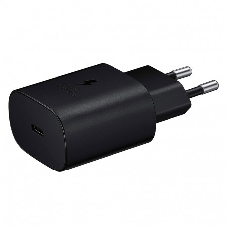 Samsung EP-TA800EB - Adaptador de Corriente USB Tipo C (25W, Carga Rápida, Negro) - Original, Granel