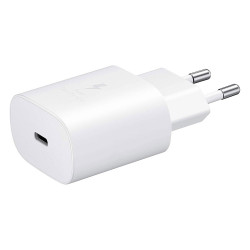 Samsung EP-TA800EB - Adaptador de Corriente USB Tipo C (25W, Carga Rápida, Blanco) - Original, Granel