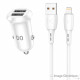 Caricabatterie completo per accendisigari - Adattatore con 2 porte USB 2.4A e cavo Lightning rimovibile, bianco (compatibile, bl