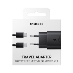 Samsung EP-TA800XBEGWW – Netzladegerät, 25-W-USB-Typ-C-Schnellladeadapter und USB-Typ-C-Kabel – Schwarz (Originalverpackung)