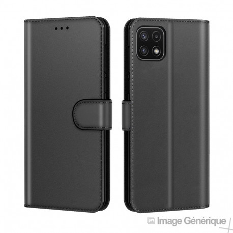 Faux Leather Flip Case for Samsung Galaxy A22 5G - Black (Bulk)