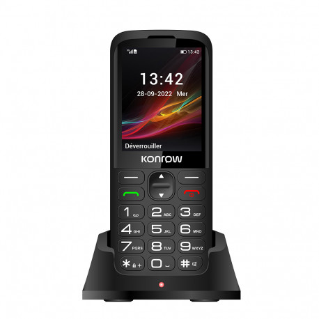 Konrow Senior 280 (2.8'' Screen - Dual Sim - With Charging Station) Black