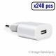 Adaptador de corriente USB universal - 1,5 A - Blanco (caja de 240 piezas) - Granel