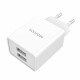 Konrow KC12AAW - 2 USB A-poort voedingsadapter - 12W snel opladen wit (compatibel, blister)