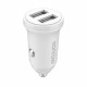 Konrow KCC12AAW - 2 USB Port Cigarette Lighter Adapter - 12W Fast Charging, White (Compatible, Blister)