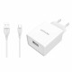 Konrow KK12AATC - Complete Mains Charger (12W USB Adapter & Detachable USB Type C Cable, 1m) White (Compatible, Blister)