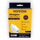 Konrow KC20ACW - Adaptador de Corriente 2 Puertos Tipo A y Tipo C - Carga Rápida 20W, Blanco (Compatible, Blister)