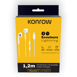 Konrow KE-BTL - Auricolari Lightning (1,2 m, Bianco) - Confezione originale