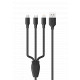 Konrow KC3IN1PB - 3 in 1 USB-kabel - Type C & Micro USB & Lightning naar Type A - 1 M - Wit (compatibel, blister)