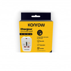 Konrow 931 - Adaptador universal (UE / EE. UU. / Reino Unido / AU, blanco) - Embalaje original