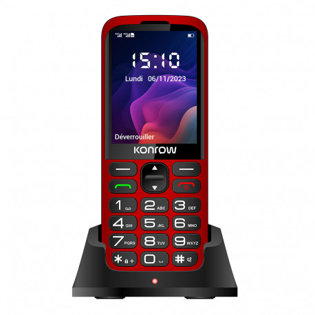 Konrow Senior 280 Next 4G (2.8'' - Dual Sim - Con stazione di ricarica) Rosso